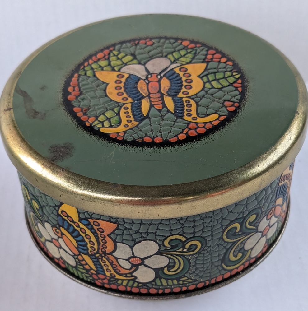 Vintage Decorative Tin with Butterfly Design